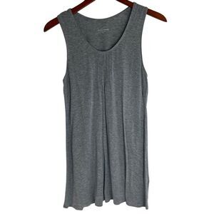 Eileen Fisher Womens Pintucked Viscose Scoop Neck Tunic Tank Top Gray Size XS
